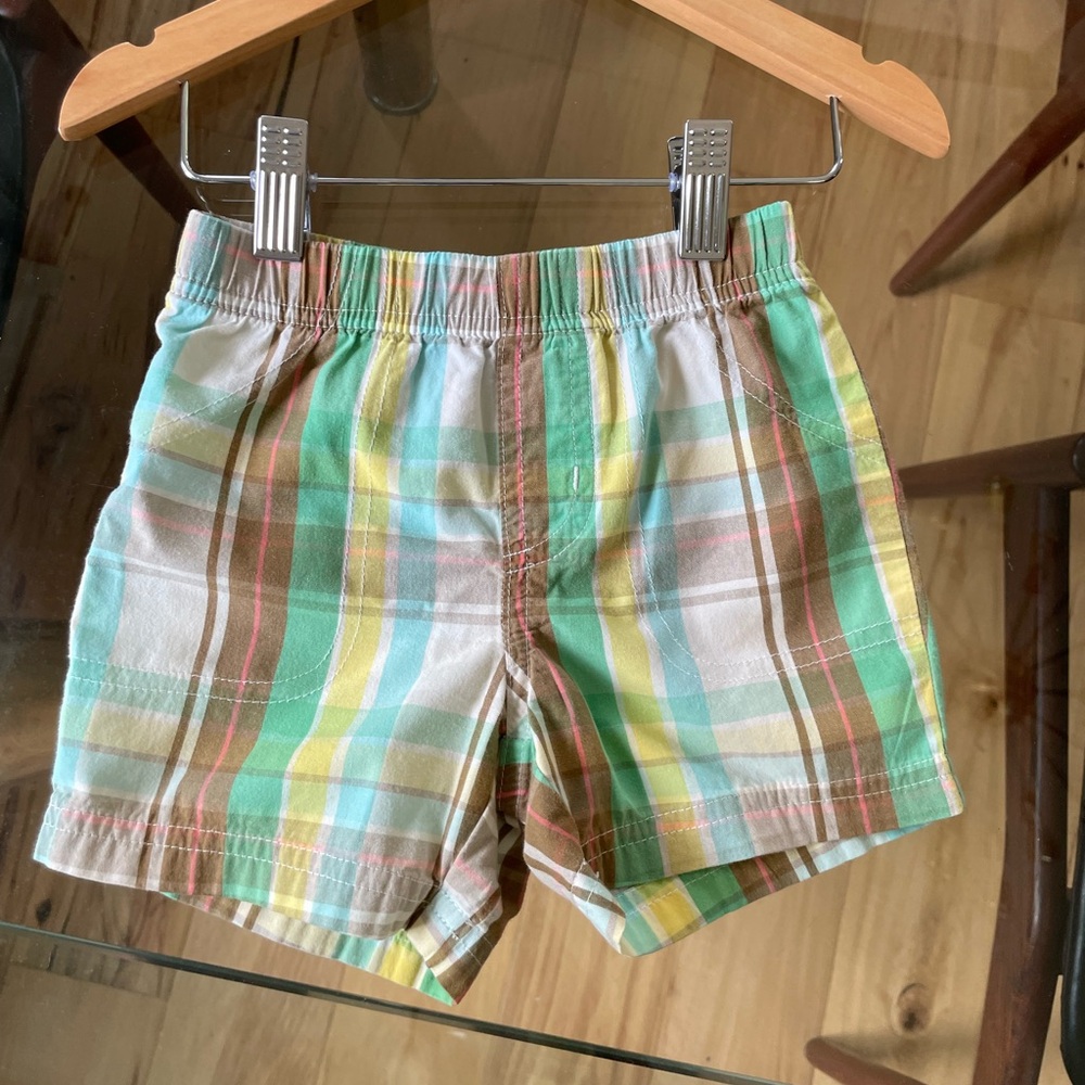 4/$20💥NEW Carter's Unisex Plaid Shorts, Easy Pull-On Waist, Lightweight Cotton